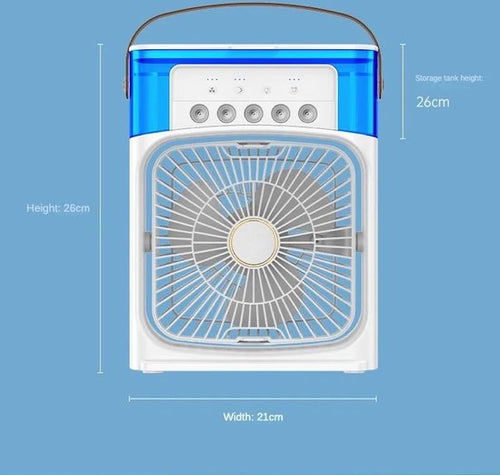 4 en 1 mini climatiseur portable par évaporation avec lumière LED 7 couleurs, 3 vitesses de vent et 3 modes de pulvérisation